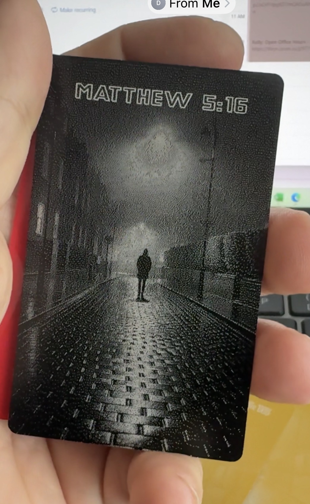 Light Post Industries Black anodized business card — back